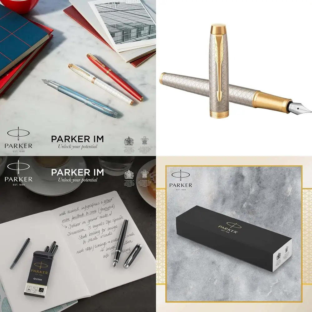 

Elegant Silver Fountain Pen with Fine Nib and Blue Ink Cartridge - Premium 1931684