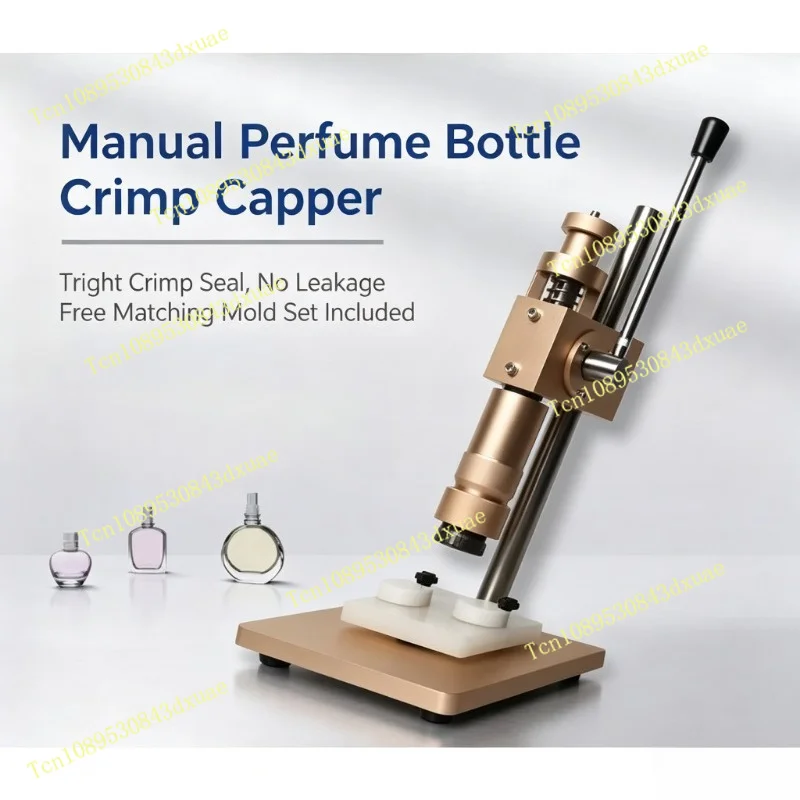 Handheld Manual Gripping Capper, Hand Press Crimp Sealing Machine Lock Cap Crimper for Perfume Cosmetic Glass Bottles