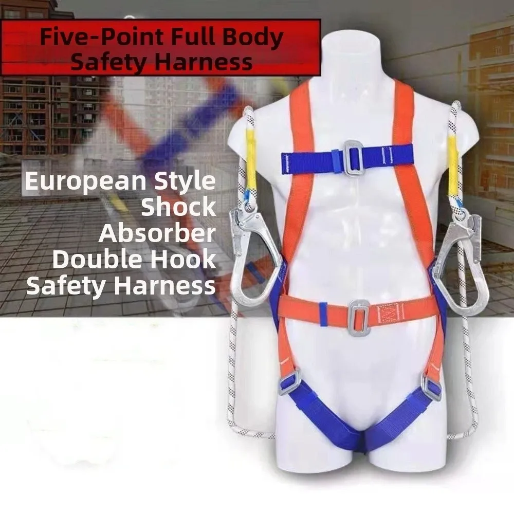 Double-hook Safety Belt Wear-resistant Survival Rope Five-point Harness High-altitude Buffer Full-body Safety Belt Rock Climbing
