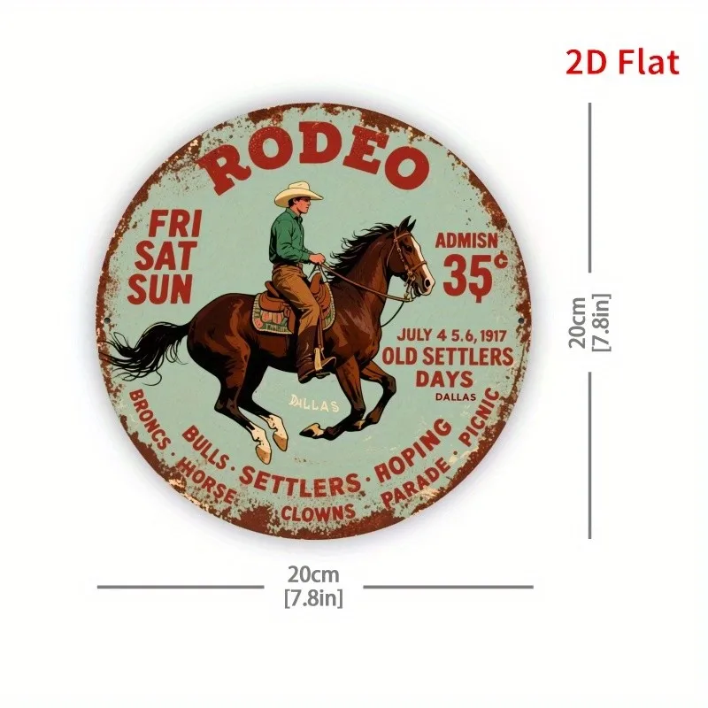 Vintage 1939 Rodeo Broncs Cowboy Tin Metal Signs Home Décor 8x8