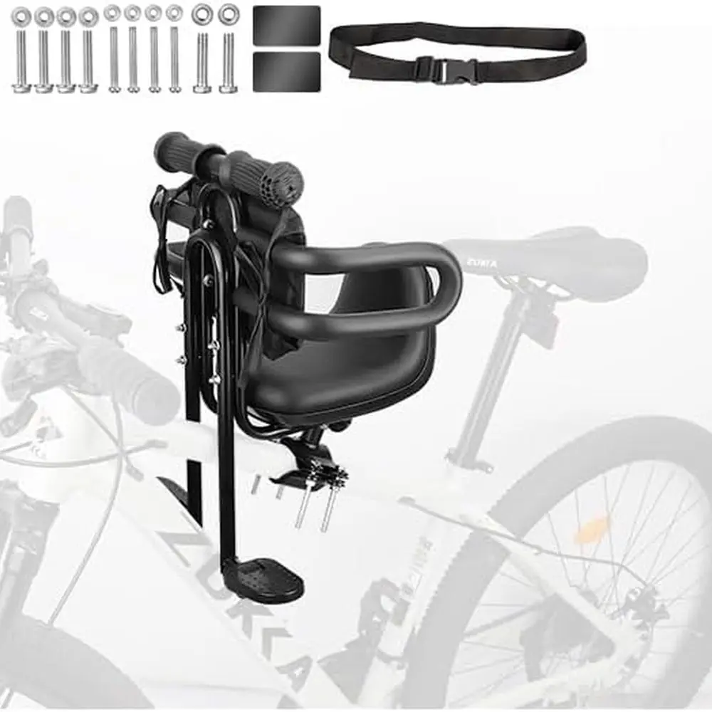 

Front-Mounted Child Bike Seat for Toddlers, Suitable for 8 Months to 4 Years, Brown/Black