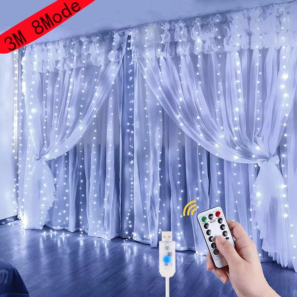 3M USB String Lights Holiday Wedding Fairy Light Garland Lights for Bedroom Curtain LED Christmas Decor Festive Lighting with RC