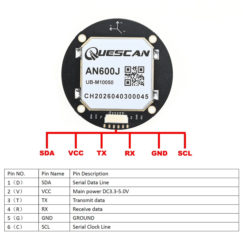 Módulo GPS GNSS QUESCAN UBX M10 com Bússola QMC5883L, Antena de Alimentação Dupla ESP32, Receptor GPS Galileo BeiDou GLONASS QZSS SBAS NMEA