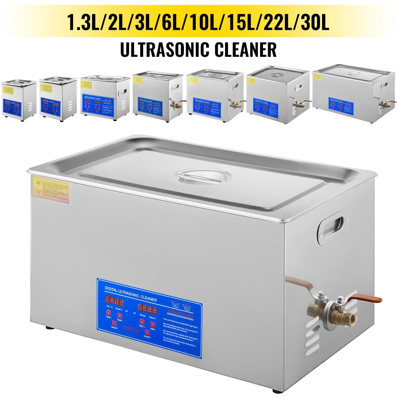 Sihao 0,8 l-30 l Ultraschall-Reinigungsmaschine, Edelstahl, digitale Heizung, Timer,