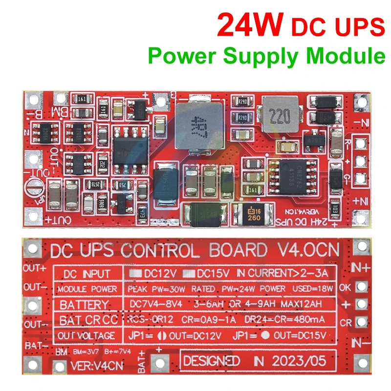 12V/15V 24W 1A 50W 4A UPS Power Supply Module Uninterruptible Power Control Board 2S / 3S Charging Step Up Protection Module