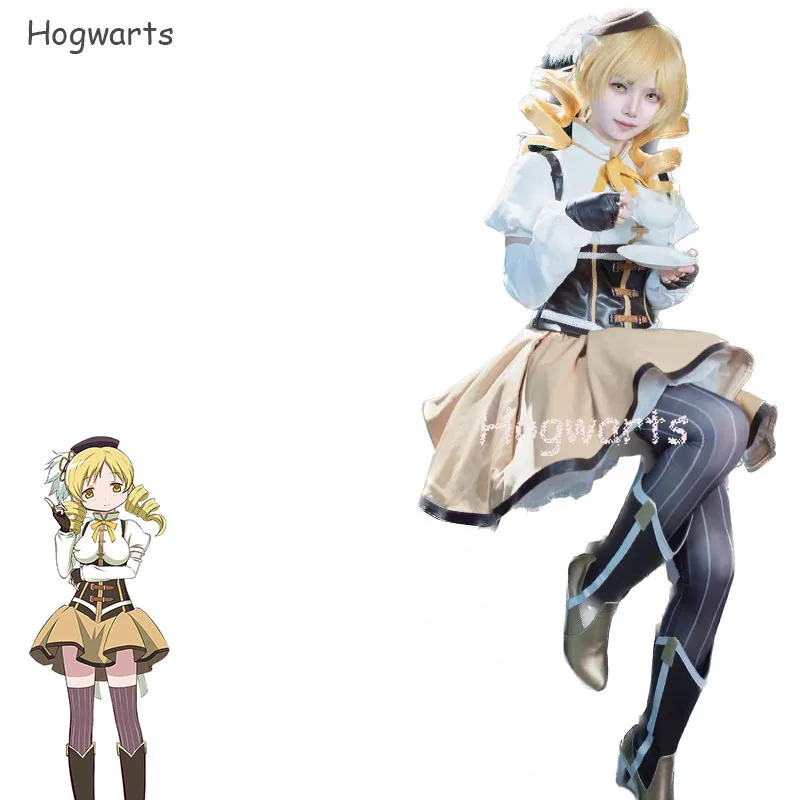 

Hogwarts Tomoe Mami Косплей Костюм Аниме Puella Magi Madoka Magica Парик Униформа Волшебные Девушки Женщины Хэллоуин Вечернее Платье