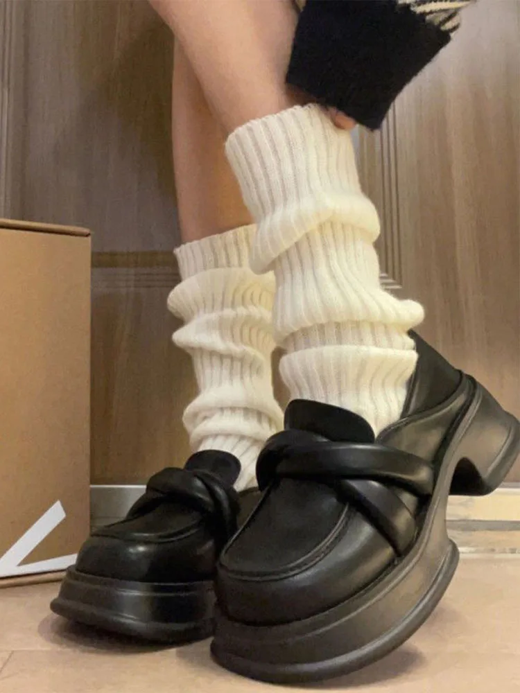 New Japanese Sweet Girl scaldamuscoli calzini lavorati a maglia palla di lana copripiedi lavorati a maglia donna autunno inverno Heap Socks