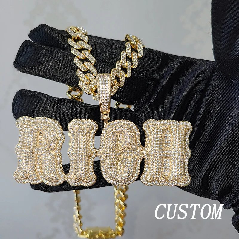 

Grandbling Custom Name Necklace for Men Women Personalized Pendant Iced Out Charms Hip Hop Jewelry