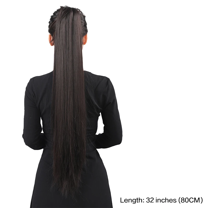 Sintético 32 polegadas Claw Clip On Straight Ponytail Hair Extension Ponytail Extensão Cabelo Para Mulheres Pony Tail Hairpiece