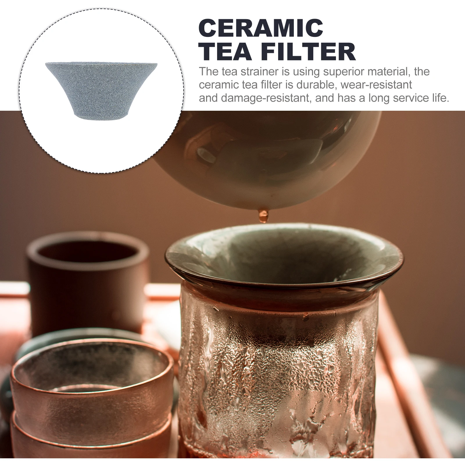 

MOLUCKFU Ceramic Tea Strainer Kung Fu Filter Cup Professional Infuser Kitchen Tool for Loose Leaf Tea Daily Use