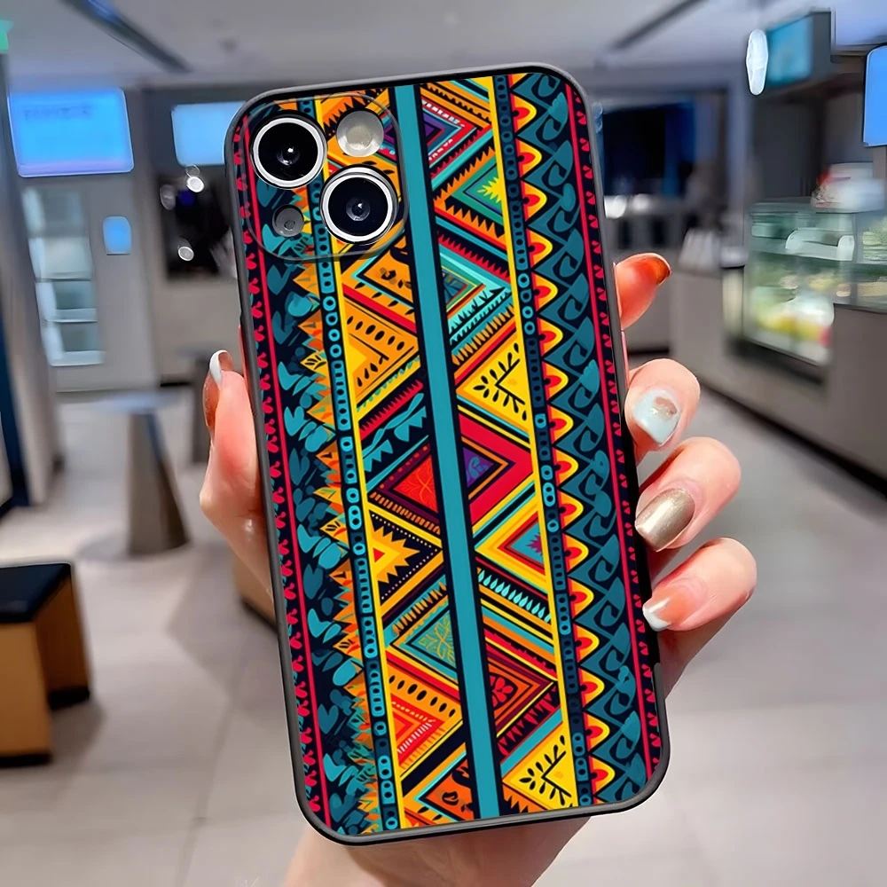 African Wax Print Design Phone Case Matte Translucent Back Cover for IPhone 15 Pro Max 14 Pro 13 11 12 Mini Xs X Xr 7 8 Plus Se