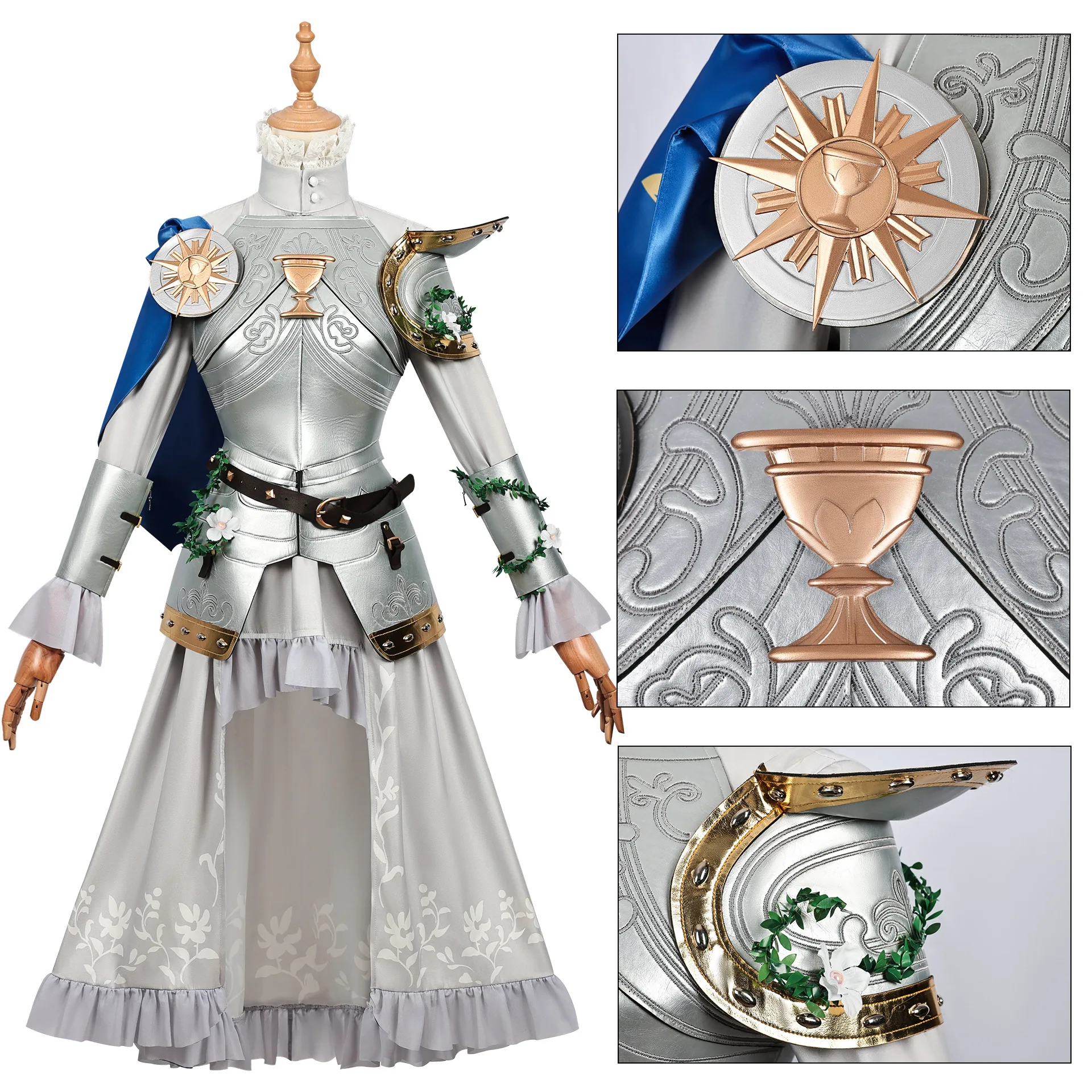 Game Psychologist Ada Mesmer Cosplay Costume Silver Knight Uniform Dress