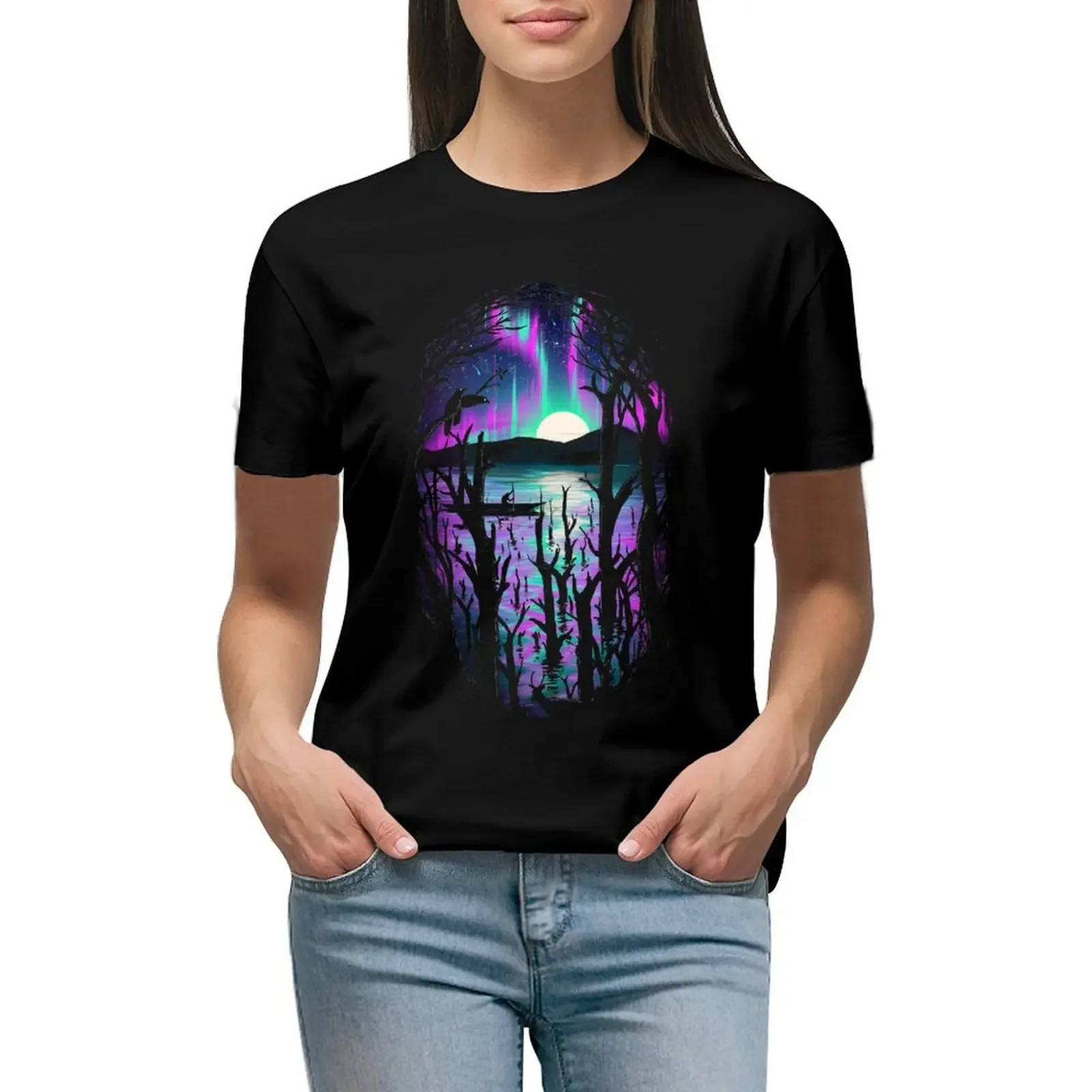 

Night With Aurora T-Shirt Blouse customs design your own Aesthetic clothing clothes for woman