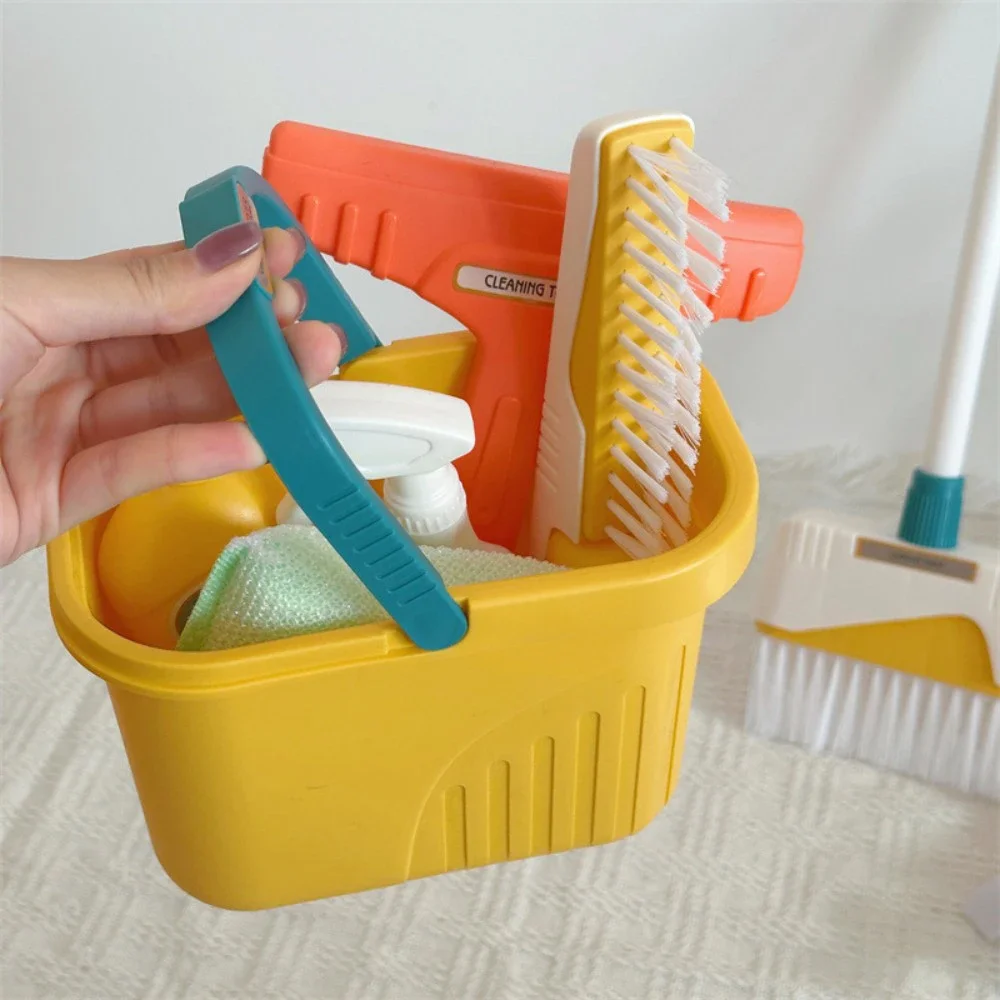 12 stks/set Kids Cleaning Set Huishoudelijk Benodigdheden Kit met Stoffer Bezem Emmer Mop Cleaning Set Speelhuis Speelgoed voor Jongens & Meisjes