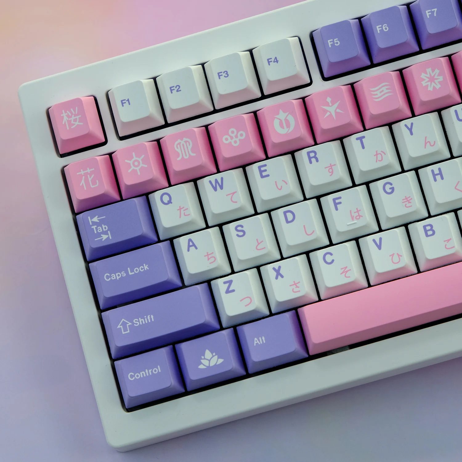 PBT GMK Hanami Keycaps Cherry Profile Tri-color keycap Dye Sublimation Keycap For MX Switch Mechanical Keyboard With 1.75U Shift