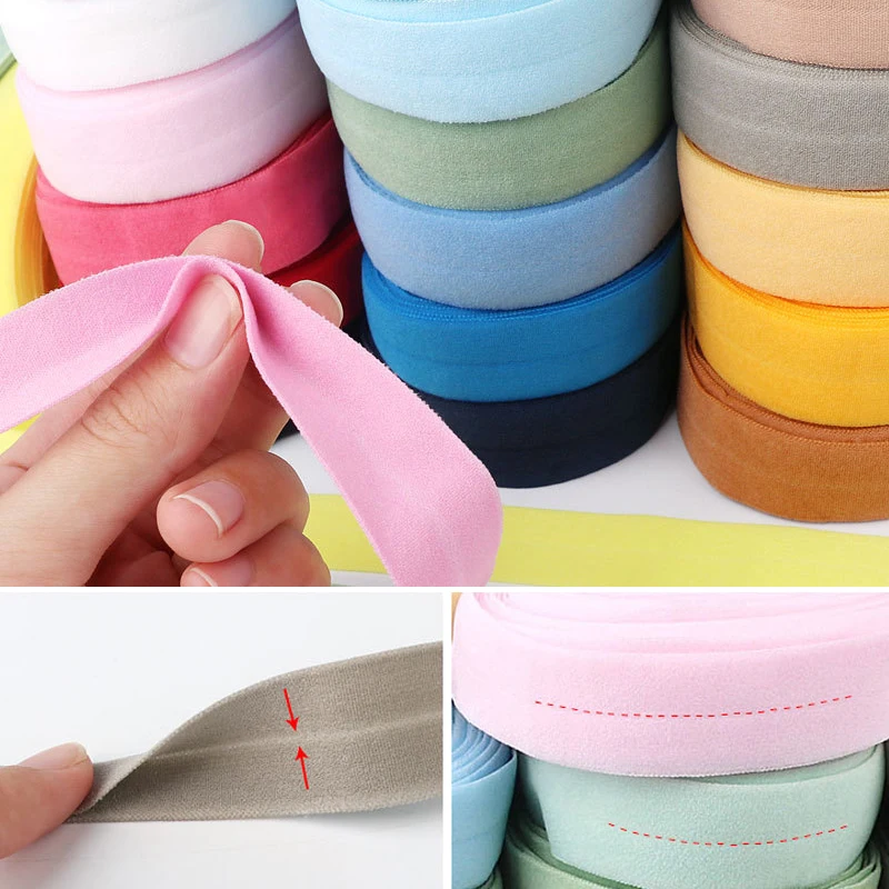 10M Elastic Edge Sewing Ribbon Bias Binding Tapes Piping Cord Rope Fold Over Bands For DIY Garment Patchwork Sewing Trim