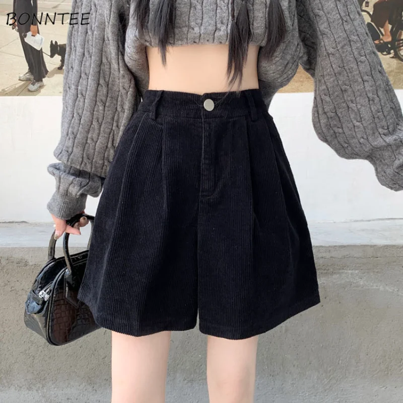 

Shorts Women Baggy Cozy Lady High Street Corduroy Casual Friends Solid Vintage Elegant Daily Student Ins Harajuku BF Style Soft