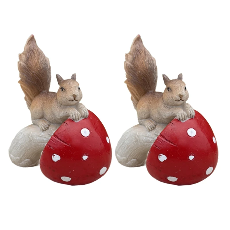 Squirrel Mushroom Resin Statue Ornaments Outdoor Courtyard Garden Lawn Decoration Items