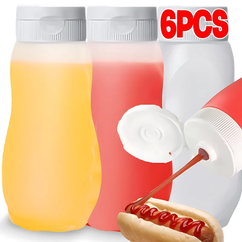 

6/1PCS Kitchen Ketchup Squeeze Bottle Plastic Condiment Squeeze Squirt Bottles Dispensing Bottles for Portable BBQ Sauces Paint