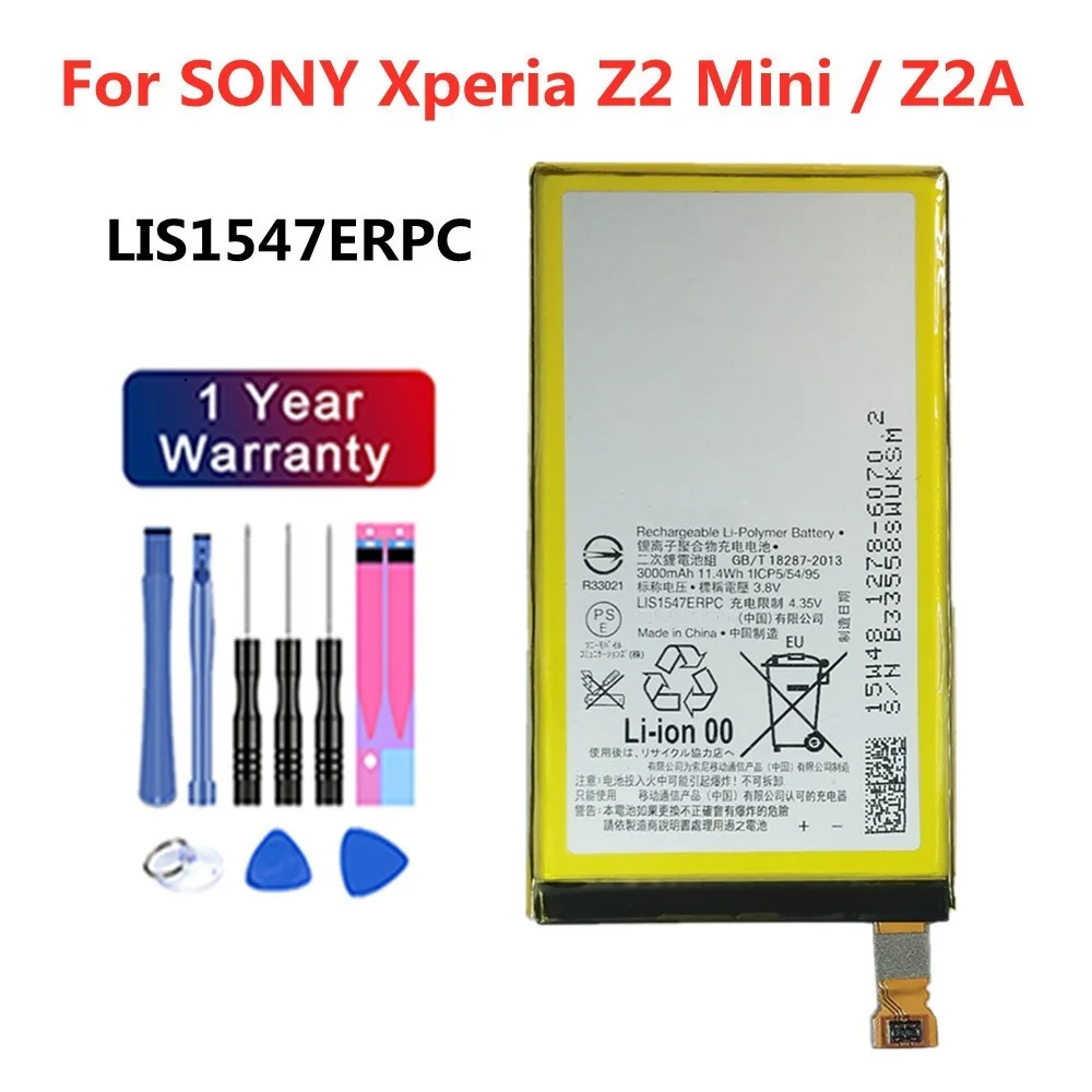 

New 3000mAh LIS1547ERPC Phone Battery For SONY Xperia Z2 Compact Z2A Z2 Mini ZL2 SOL25 D6563 Z2MINI Replacement Batteria