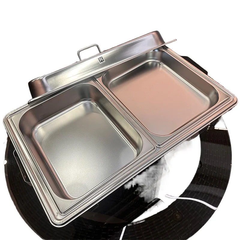 

Commercial Grade Stainless Steel Rectangular Hot Pot Set Elegant Catering Buffet Food Warmer 9L Capacity Gas