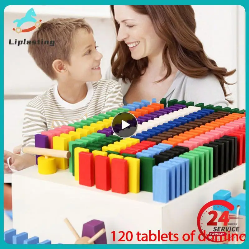 Colors 120 Pieces Children's Building Blocks Entertainment Large Domino Children Early Education Wooden Educational Toys