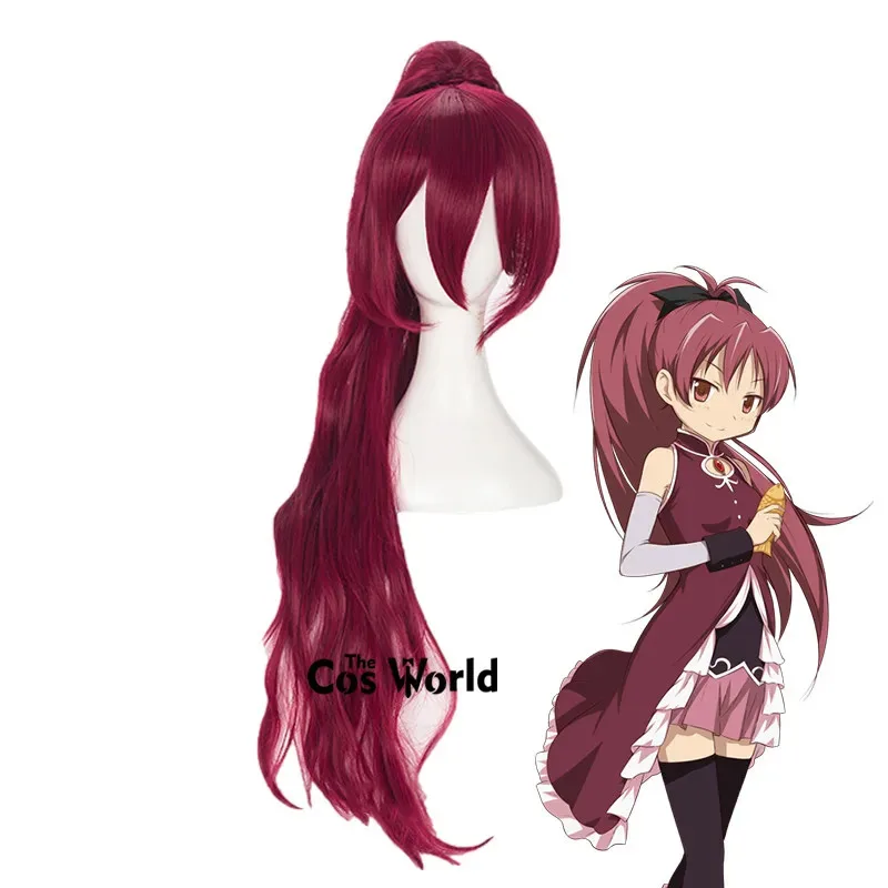 

Puella Magi Madoka Magica Sakura Kyoko 100cm Long Curly Anime Cosplay Wigs Fiber Heat Resistant Synthetic Hair + Wig Cap