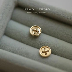 ITSMOS s925 Sterling Silver Gold Buttons Earrings Lovely Small Simple Generous Earrings for Women Piercing Earrings Gift