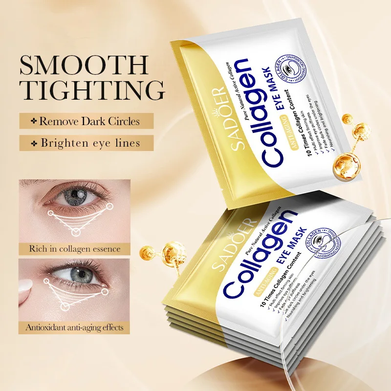 20 pçs = 10 pares sadoer cristal colágeno máscara de olho anti círculos escuros remover sacos de olhos hidratante remendos de olhos máscaras de gel cuidados com a pele