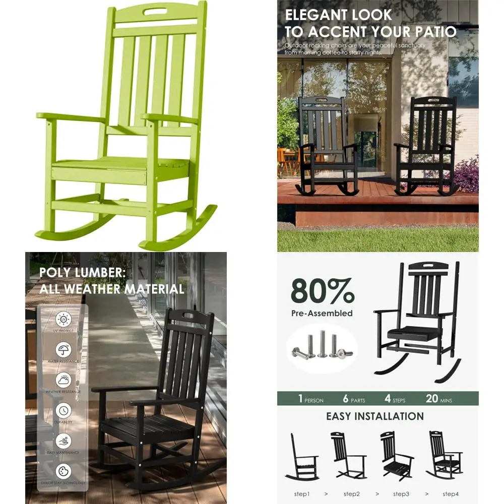 Weatherproof Outdoor Rocking Chairs: High-Back Plastic Patio Rockers for Comfortable Seating in All Weather Conditions