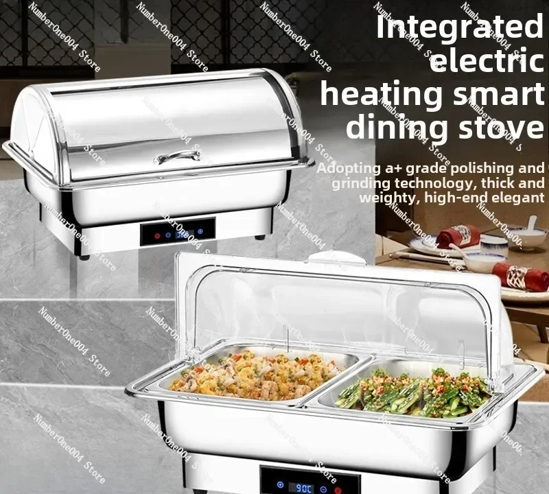 Stainless Steel Buffet Stove Electric Heating Buffy Stove Visual Transparent Clamshell Hotel Canteen Breakfast Insulation Stove
