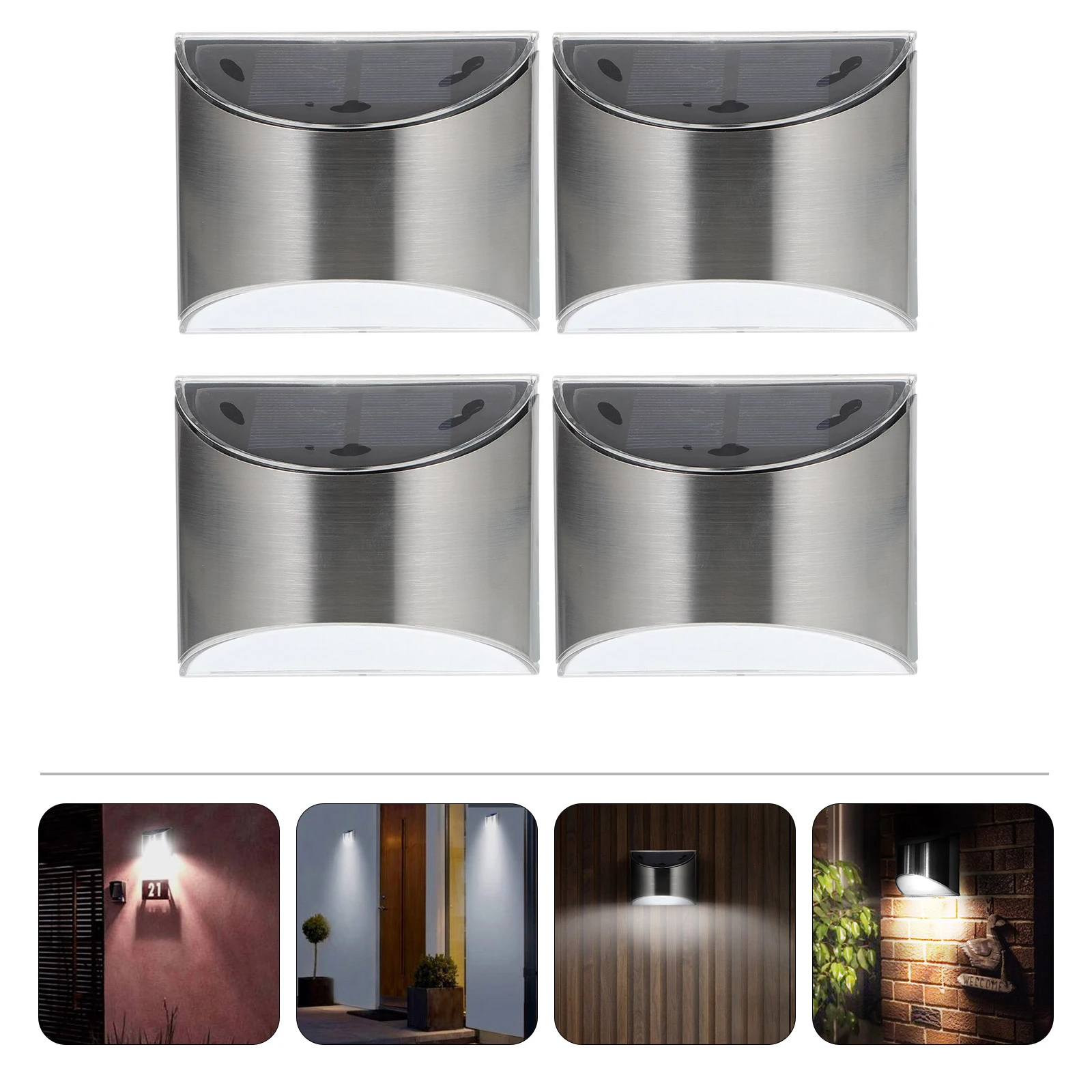 

4 Pcs Steel Solar LED Self Charging Lamp Wall Lamps Outdoor Waterproof IP55 High Brightness Self Charging Lights