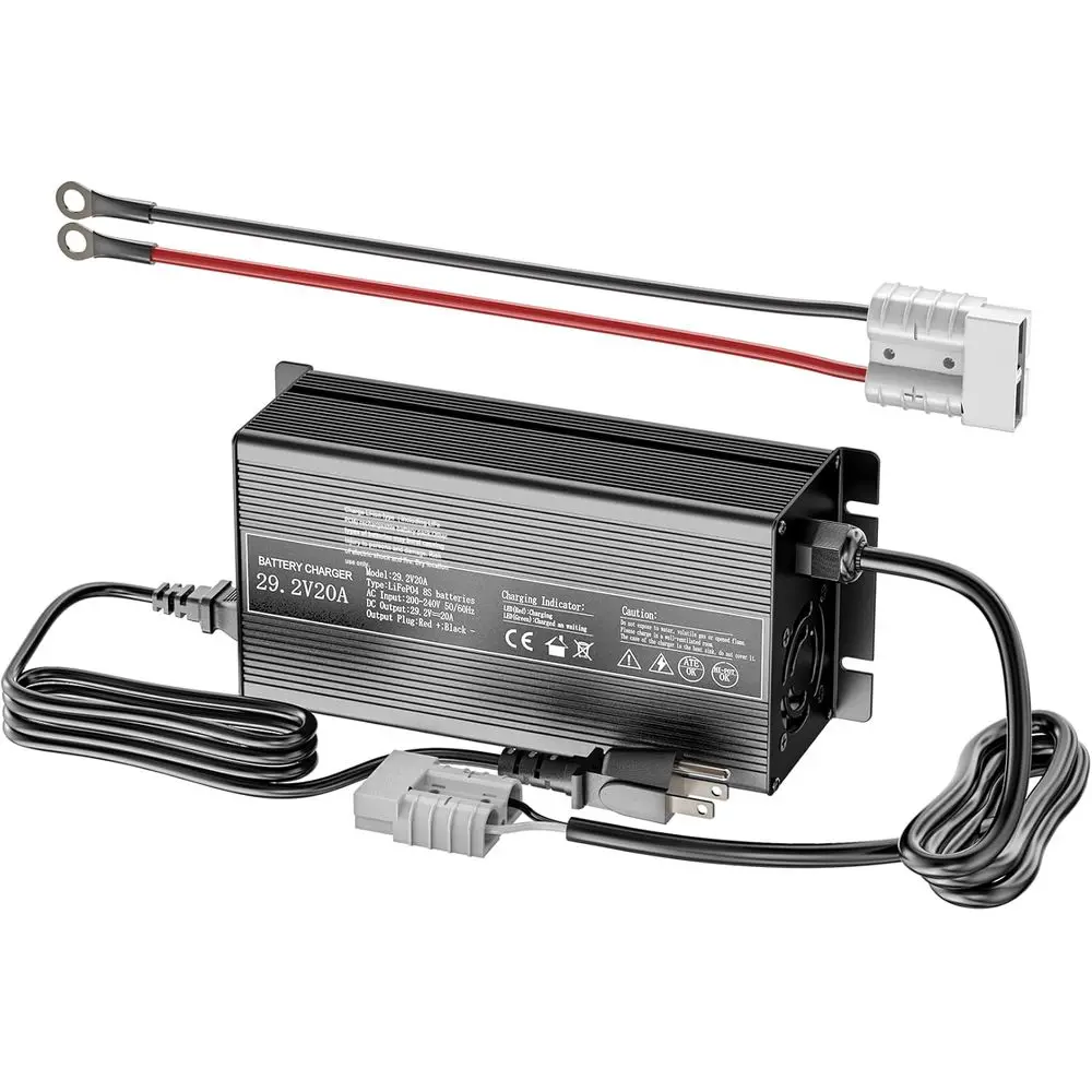 

Зарядное устройство для литиевой батареи 29,2 В, 20 А, зарядное устройство LiFePO4, интеллектуальное зарядное устройство AC-DC с разъемом Anderson, светодиодный индикатор, специально для