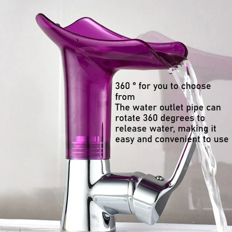

Antique Waterfall Basin Faucet Deck Mounted Transparent Wine Glass Bathroom Sink Mixer Tap for Home Improvement