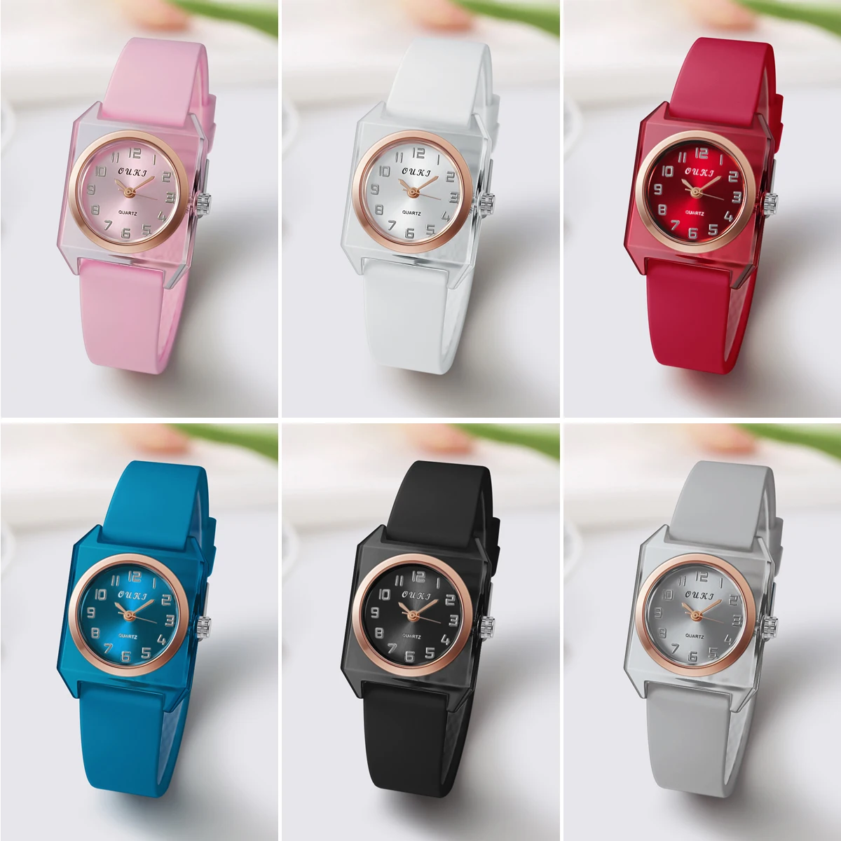 Women Fashion Popular Sport Casual Silicone Quartz Wrist Watches for Ladies