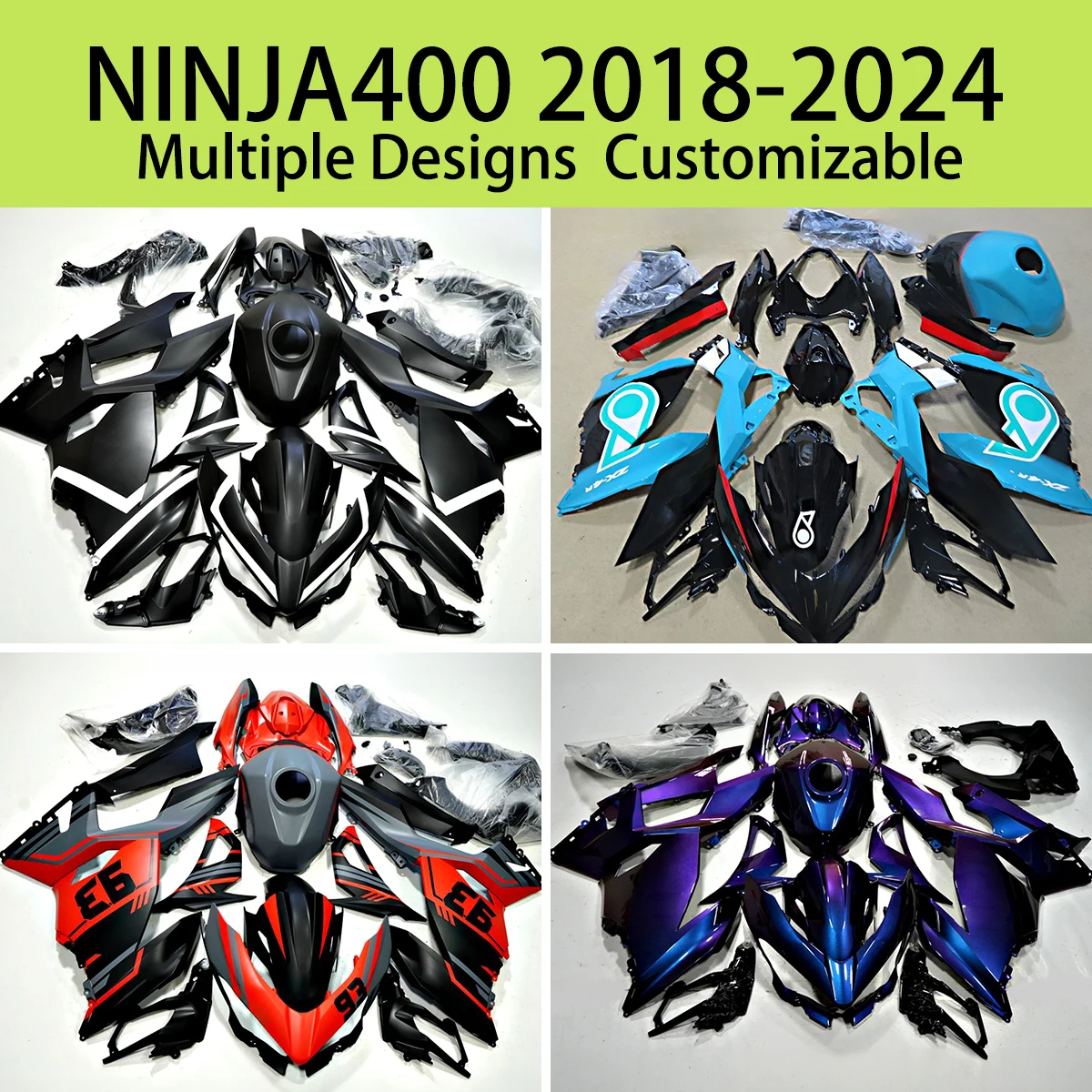 

EX400R 2018 2019 2020 2021 2022 2023 2024 Cool Fairing Set for KAWASAKI NINJA400 18-24 Motorcycle Fairings Plastic Kit