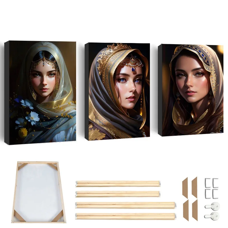 Canvas Painting Headscarf Beautiful Girl Figure Painting Modern Wall Art Picture Posters and Prints Living Room Decoration