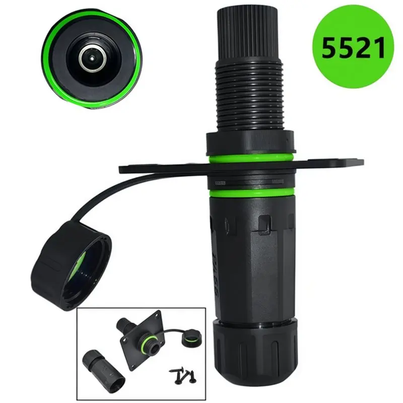ABKP-Waterproof DC Power Connector M20 5521 Panel-Mount 12-48V 5A For Solar Surveillance Lighting Systems