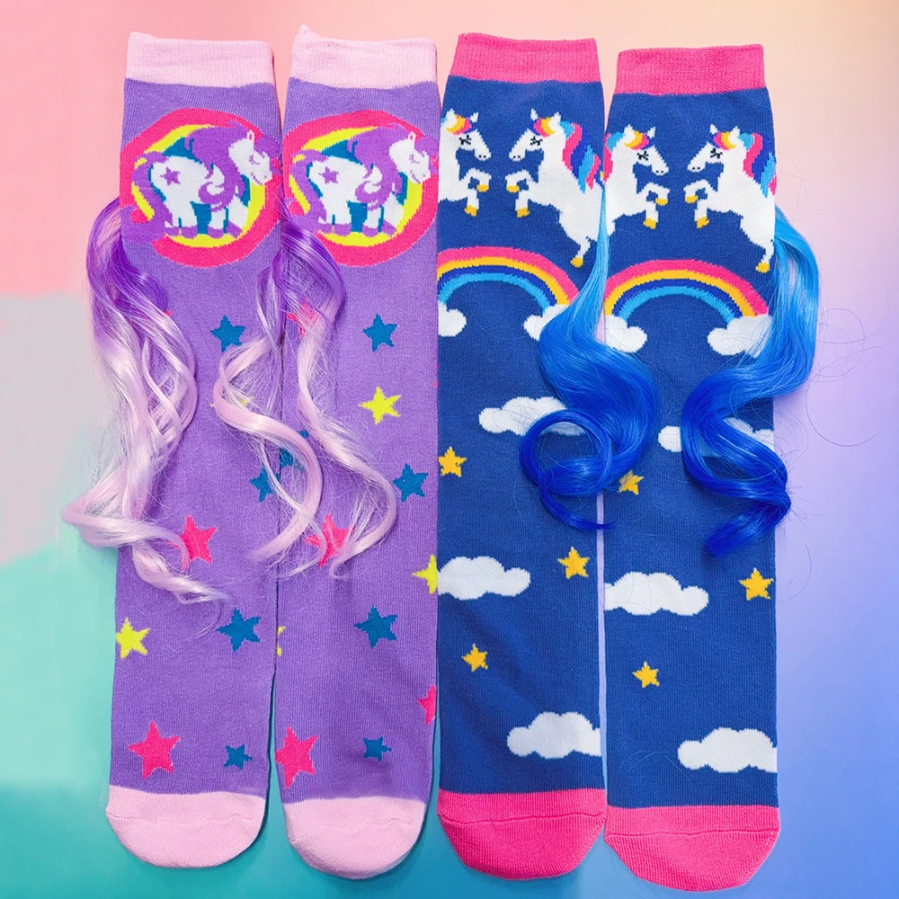 Jedna para dla kobiet Dziewczyna Szalone skarpetki Jednorożec Skarpetki Śliczne zwierzę Szalone Nowość Jednorożec Skarpetki Wysokie Jednorożec Skarpetki Długie Skarpetki dla dziewczynek