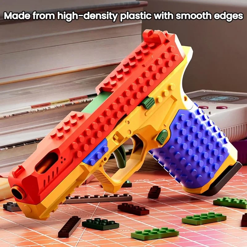 SIG17 Building Block Launcher - Empty Shell Ejection Soft Bullet Blaster, Blowback Model Toy, STEM Building Gift for Kids