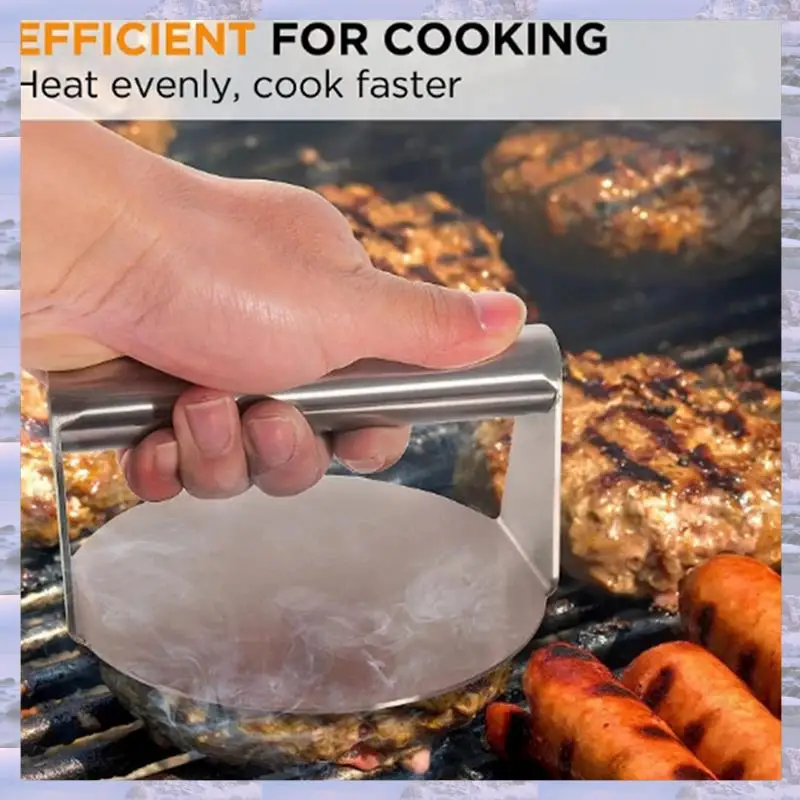 

2 PCS Hamburger Meat Press Circular Square Burger Meat Press Kitchen Tool As Shown Stainless Steel Meat Press Plate