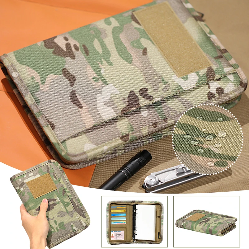 Camouflage Tactical Notebook Ring Binder Waterproof Outdoor Notebook Cover Loose-leaf Paper Notepad Diary Camping Protect Case