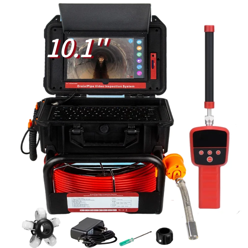 

50M Cable 512HZ Sonde Self-leveling Sewer Camera Pipe Inspection 16GB DVR Sewer Camera 10.1Inch HD Touch ScreenPipe Camera