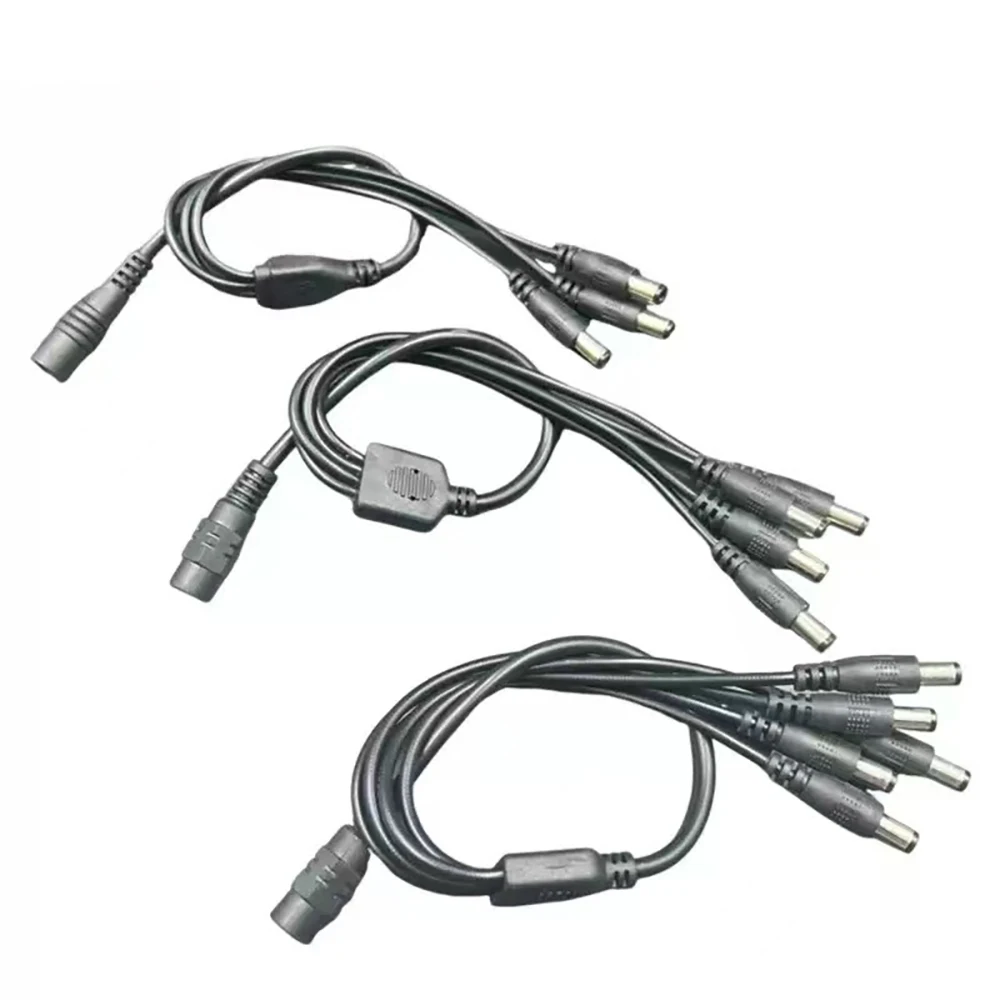 CCTV Home Security Camera DVR LED 5.5x2.1mm Female to Male DC Power Splitter Adapter 3/4/6/8 Ways 12V Accessory