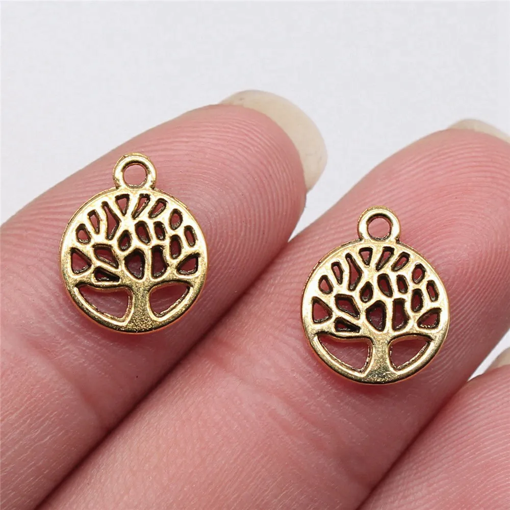 Charms Jewelry Making Accessories Zinc Alloy Hollow Out Round Tree Handmade For Handmade Craft