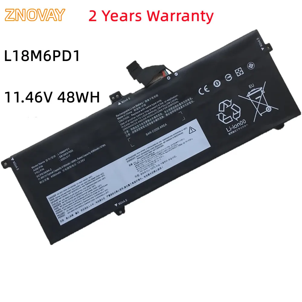 

L18M6PD1 11.46V 48WH Laptop Battery for Lenovo ThinkPad X390 X395 X13 1st Gen L18C6PD1 L18L6PD1 02DL017 SB10K97655 02DL018