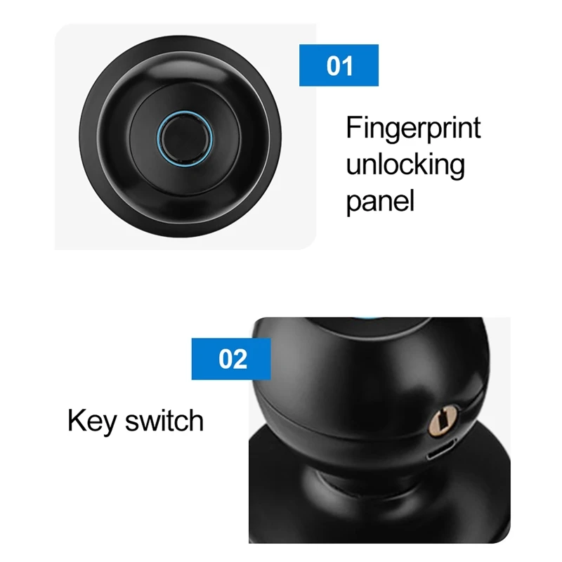 สมาร์ทบอลล็อค ล็อคประตูด้วยลายนิ้วมือ ปลดล็อคด้วยแอพพลิเคชั่น บลูทูธ สำหรับประตูไม้ในอพาร์ทเมนต์ สำนักงาน และห้องพัก