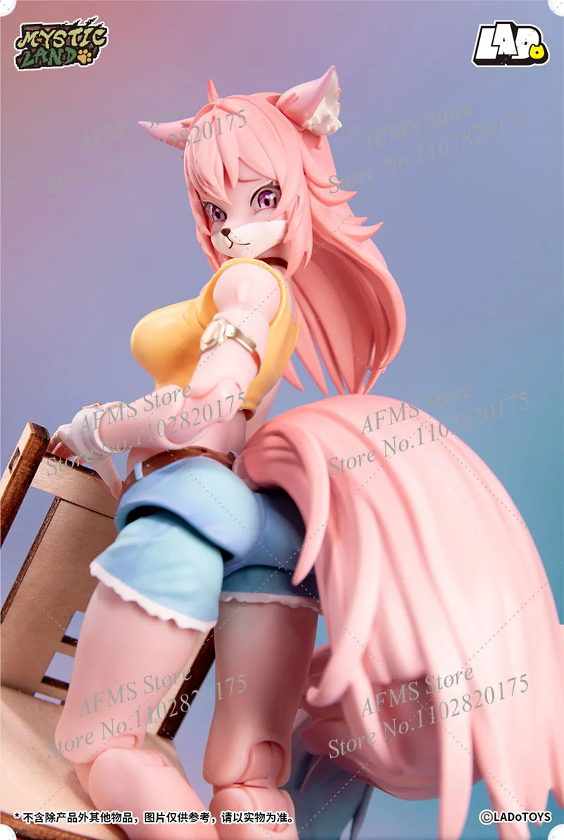 Ladotoys 1/12 escala figura colecionável liya alopex bonito rosa doce raposa elf reparador menina 6 Polegada modelo de figura de ação