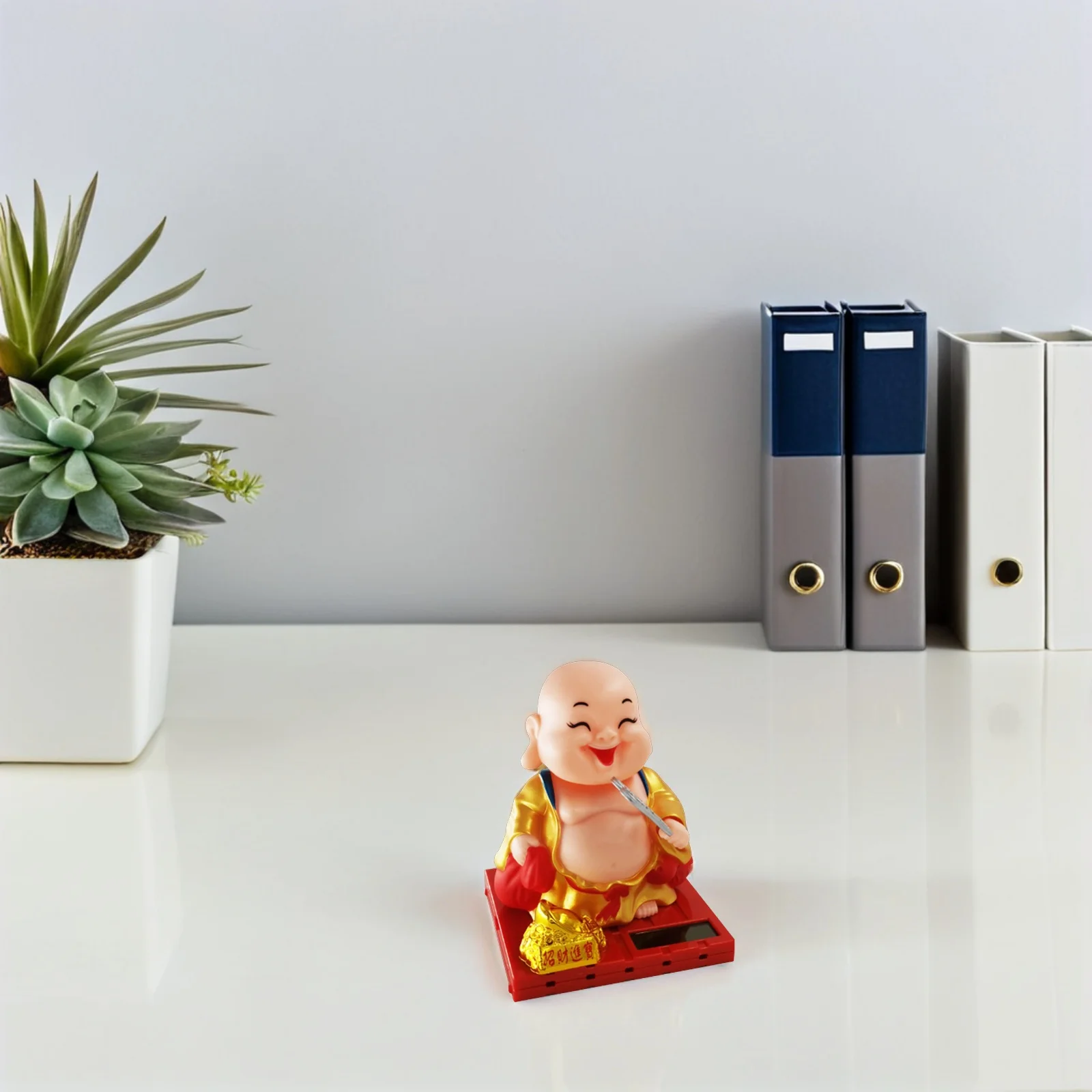 1 pçs energia solar maitreya buda decoração do carro painel automático acessório casa decoração de mesa plástico premium nodding ventilador onda