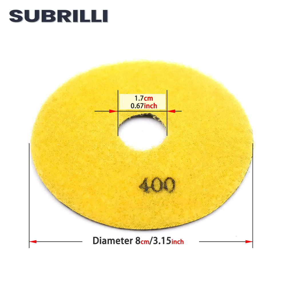 SUBRILLI-almohadilla de pulido de diamante galvanizado, disco de lijado Flexible, muela para granito, mármol y cerámica, 80mm, 3 ", 4 unids/set/juego